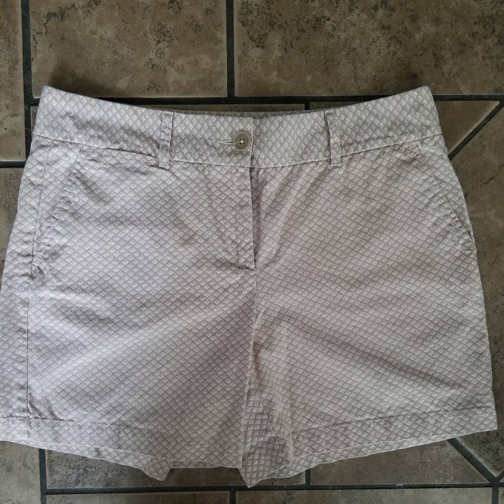 Ann Taylor Loft sz 8 Chino Shorts White Pink Brown